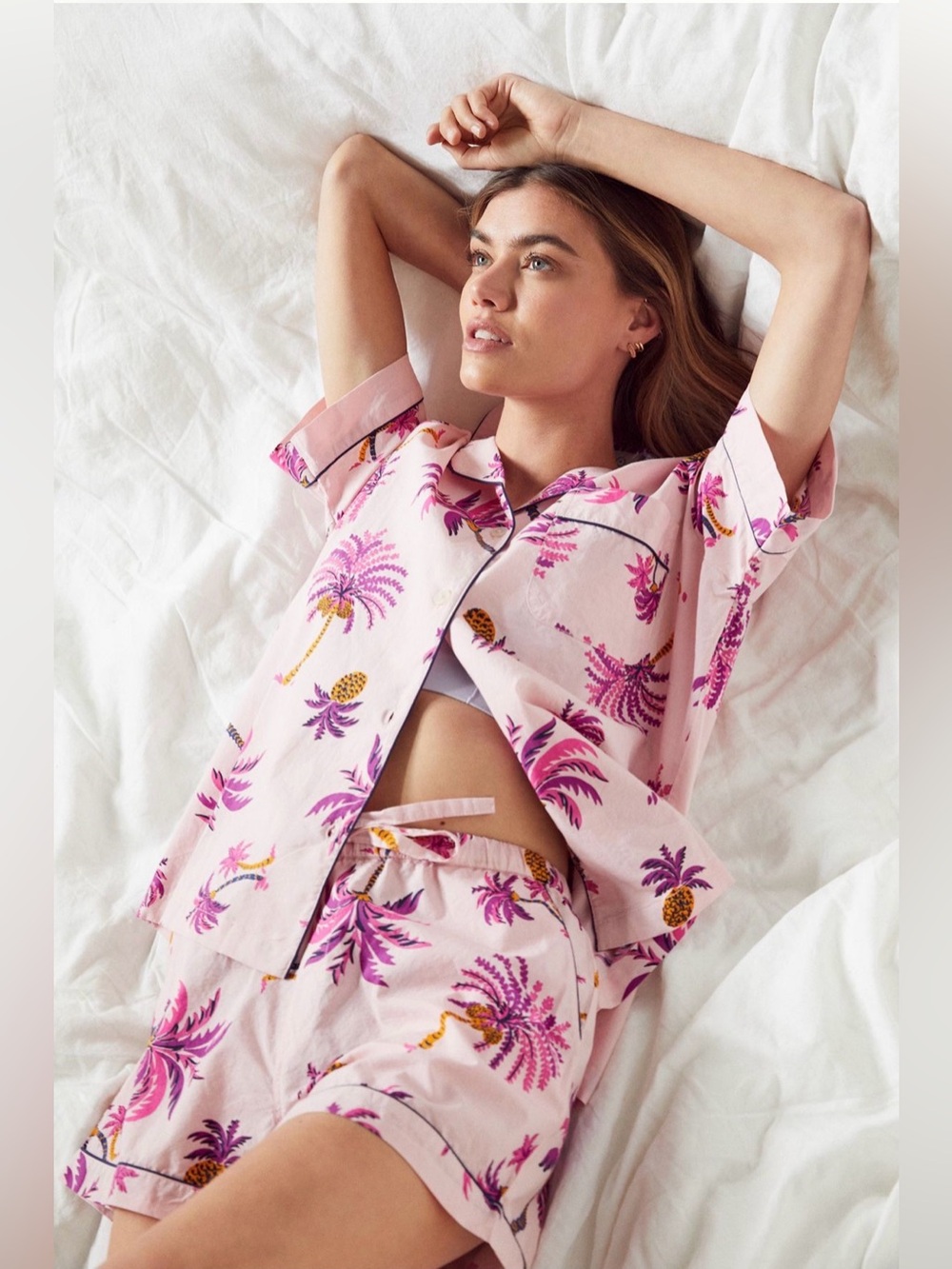 Printfresh by Anthropologie Palm Trees Pajama Set - Size medium